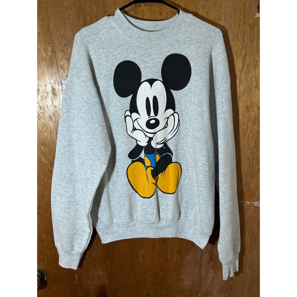 Vintage Mickey & Co Mouse Double Sided‎ Crewneck Sweater Disney Large L USA
